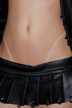 Punk Metal Detail Pleated Skirt