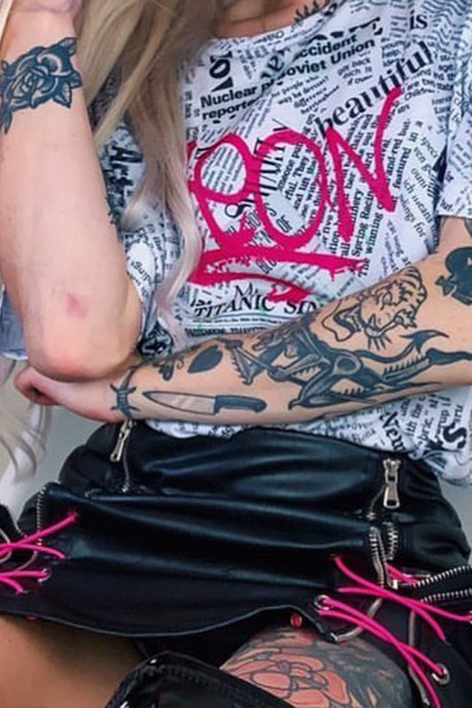 Gothic Double Zip Bodycon Skirt