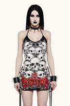Sexy Cutout Backless Skull Print Mini Dress