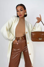 V-Neck Loose Fit Long Knit Cardigan