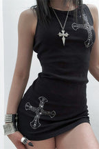 Sleeveless Sparkle Gothic Mini Dress