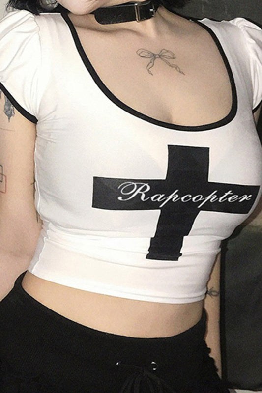 Puff Sleeve Cropped T-Shirt