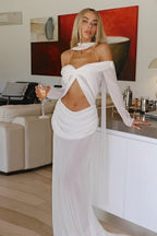 Ruched Cut Out Chiffon Boho Dress