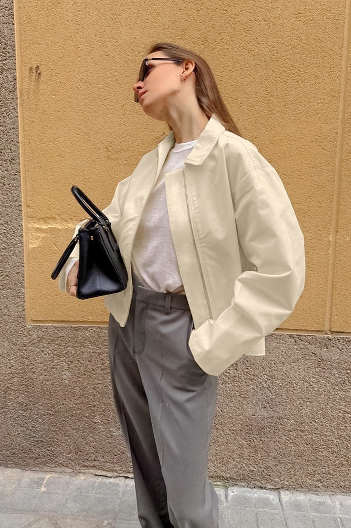 Loose Fit Khaki Cotton Jacket