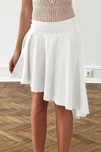 Satin Side Slit Asymmetrical Skirt
