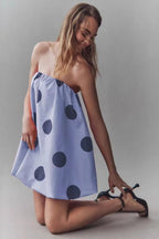 Sexy Polka Dot Strapless Bodycon Mini Dress