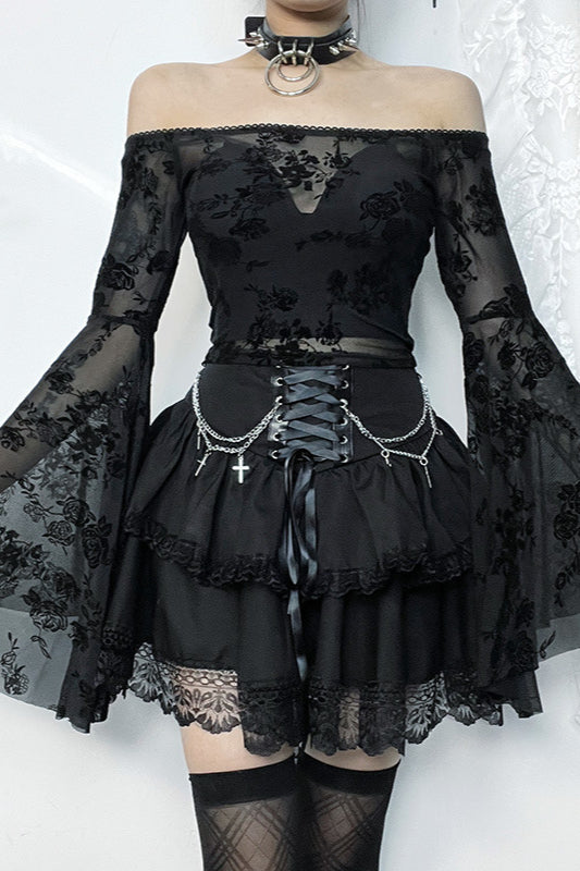 Gothic Cross Chain Layered Skirt