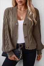 Loose Solid Button Cardigan