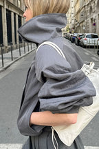 Casual Gray High Neck Jacket