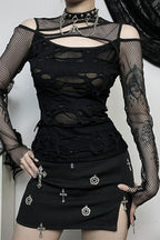 Gothic Mesh Long Sleeve Knit Top
