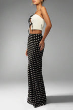 Slim Fit Polka Dot Midi Skirt