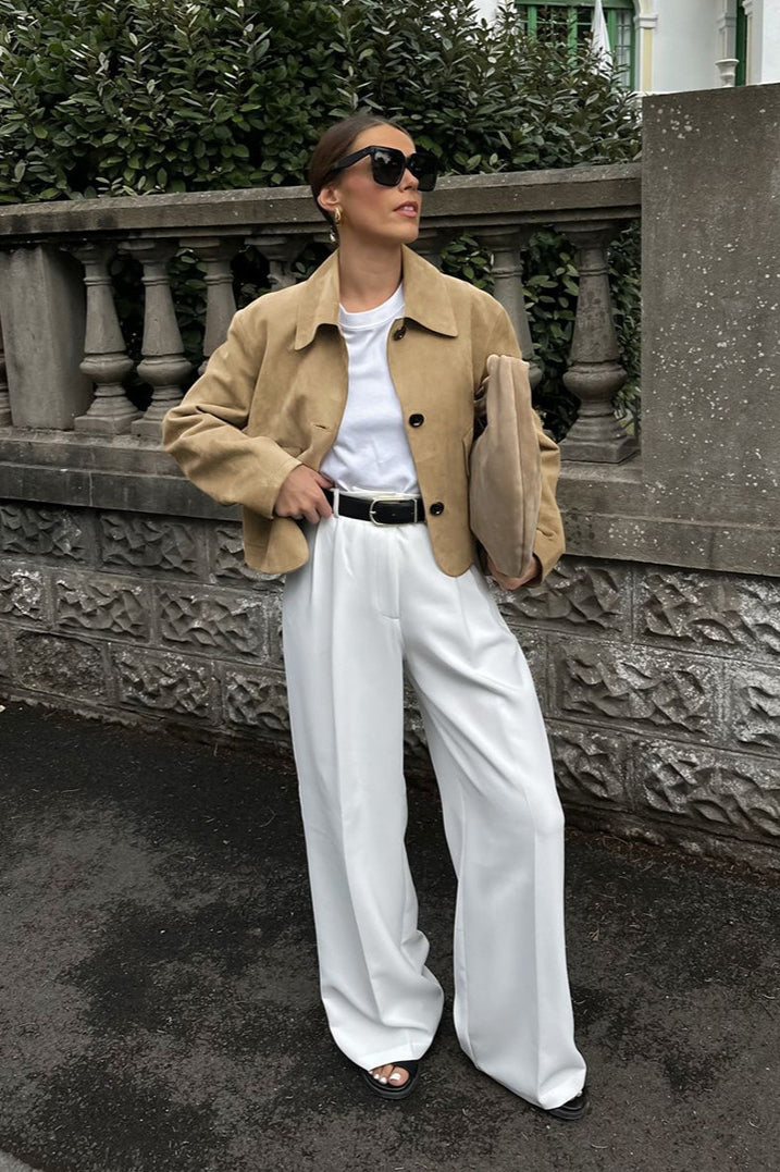 Lapel Faux Suede Short Coat