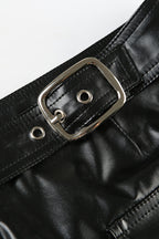 Studded PU Pleated Low Rise Skirt