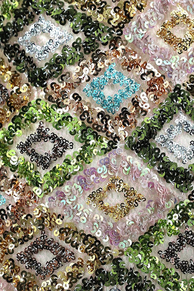 Sequin Halter Mini Floral Dress