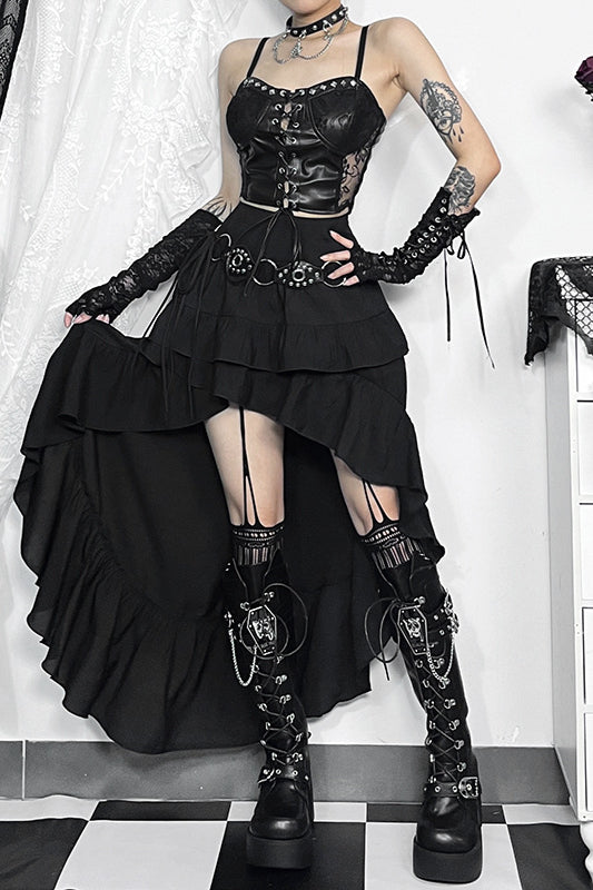 Asymmetric Drape Hem Gothic Skirt