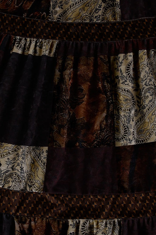 Print Velvet A-Line Skirt