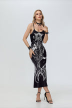 3D Skeleton Print Sexy Cami Maxi Dress