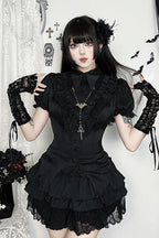 Dark Style Fitted Satin Stripe Blouse