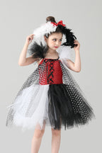 Black & White Witch Dress Kid Halloween Costume