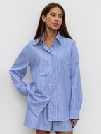 Chic Striped Cotton Casual Set  Blouse