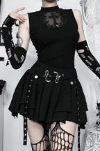 Gothic Asymmetrical Metal Trim Skirt