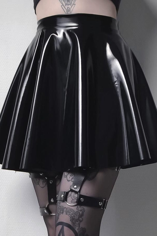 Shiny PU Pleated Gothic Skirt