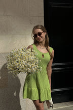 Jacquard Ruffled Bodycon Tank Boho Dress