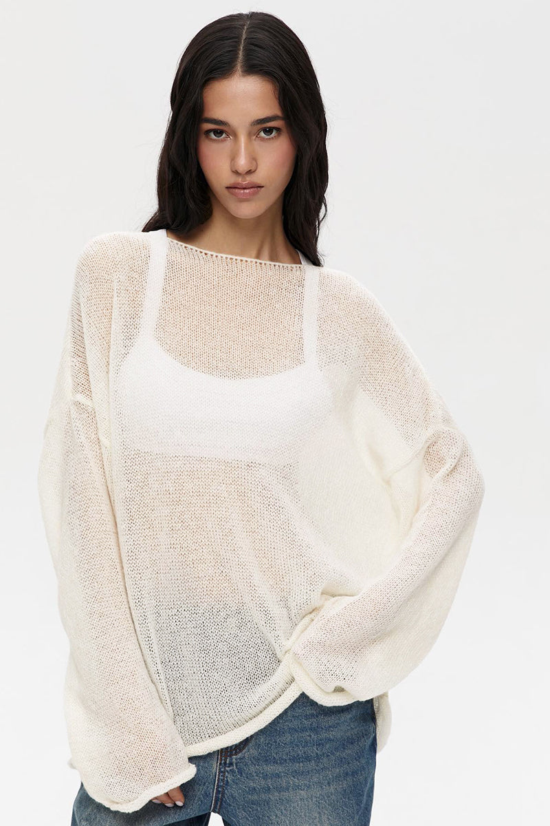 Hollow Out Bell Sleeve Knit Sweater