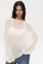Hollow Out Bell Sleeve Knit Sweater