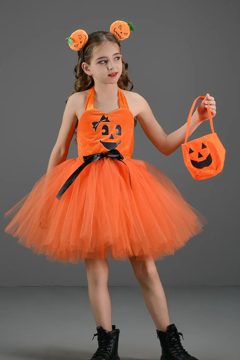 Pumpkin Witch Dress Kid Halloween