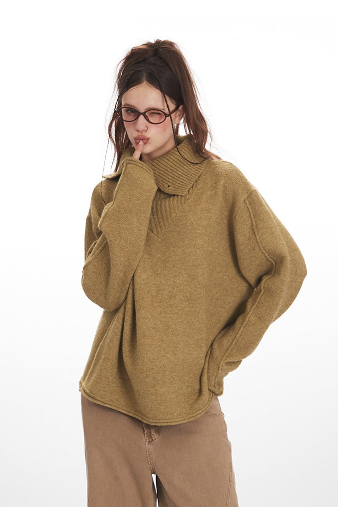 Vintage Cozy High Neck Loose Fit Sweater