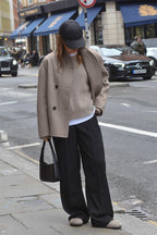 Brown Double-Breasted Blazer Coat