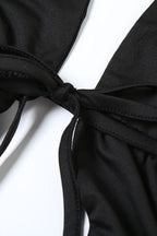 Elegant Hollow Backless Halter Mesh Train Maxi Dress