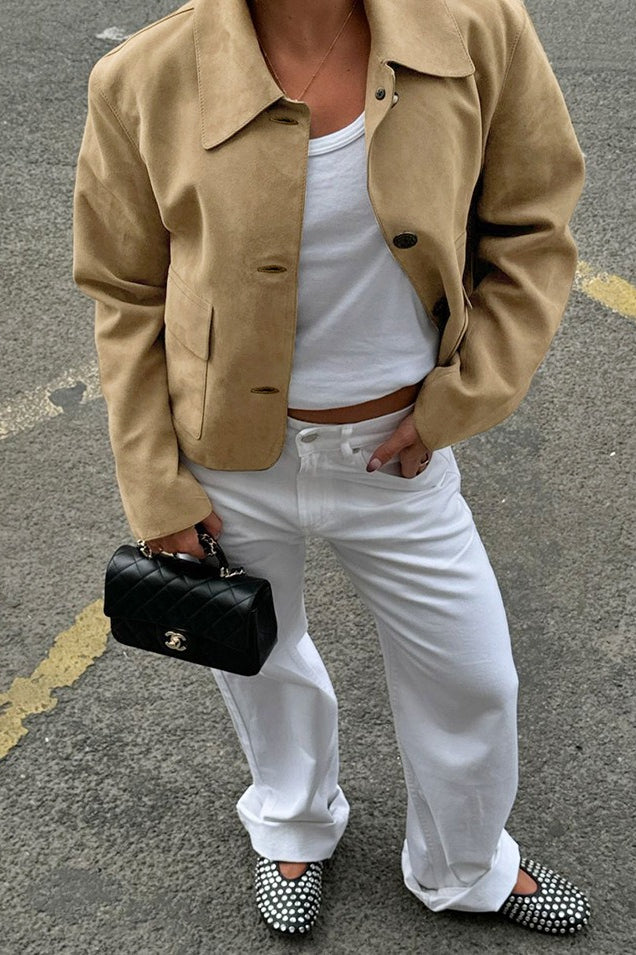 Casual Brown Suede Jacket