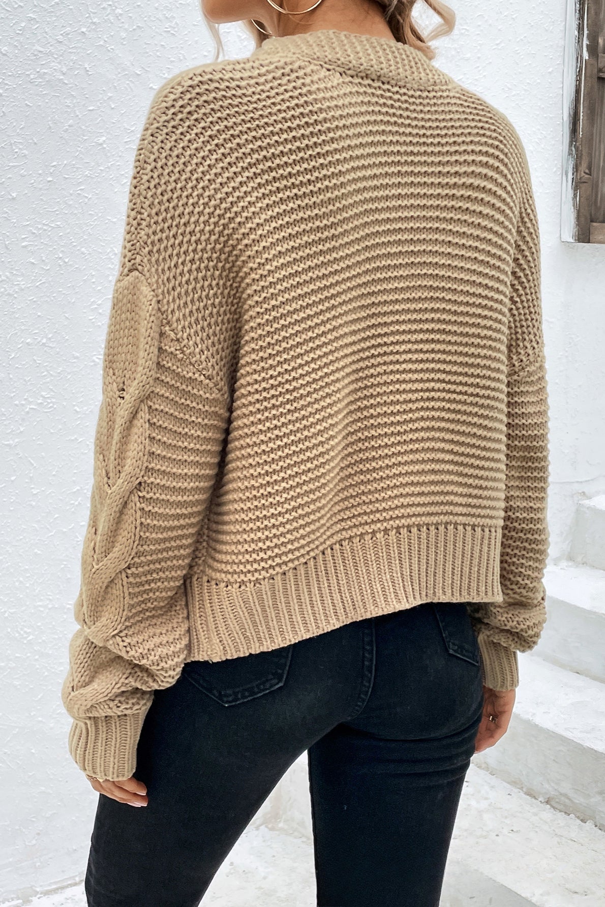Ribbed Solid Color Long Sleeve Knit Cardigan