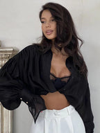 Satin Balloon Sleeve Blouse