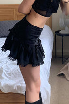 Lace Up Gothic A-Line Skirt