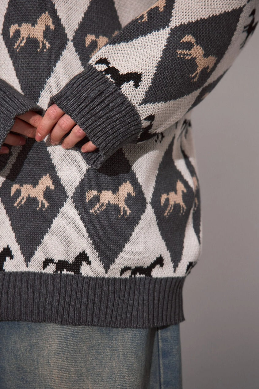 Long Sleeve Colorblock Knit Sweater