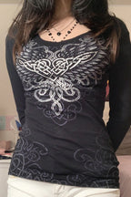 Heart Wings Slim Fit Ribbed T-shirt