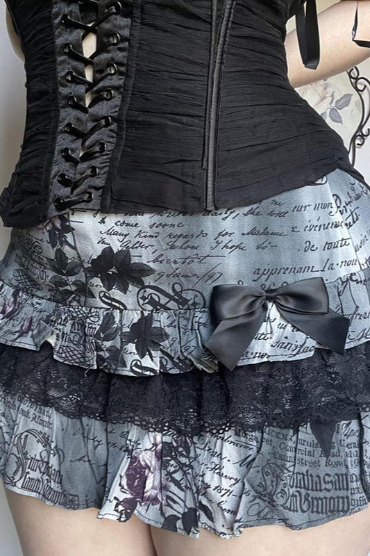Gothic Lace Bow Mini Skirt