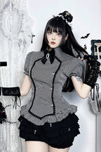Gothic College Style Fitted Blouse