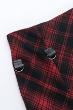 Red Plaid Gothic Adjustable Skirt