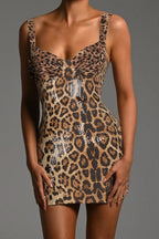 Sequin Leopard Strap Mini Dress