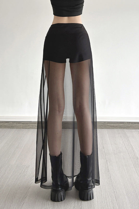 Low Rise Mesh Buckle Skirt