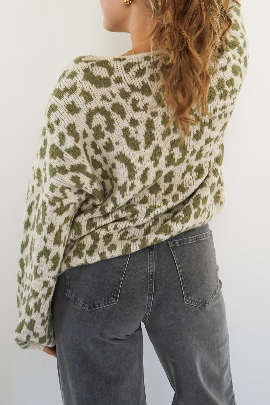 Leopard Print Tie-Front Knit Cardigan