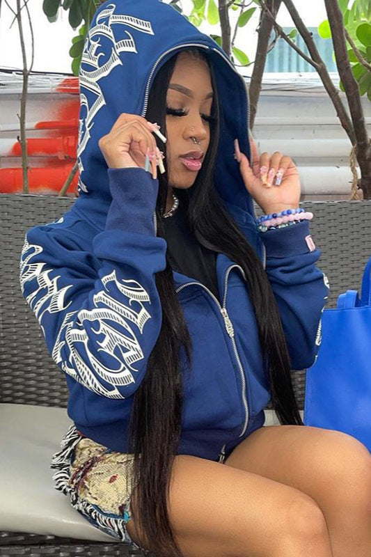 Letter Print Drawstring Hoodie