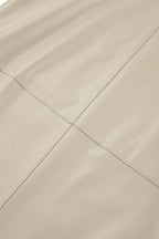 PU Leather High-Waisted Slit Midi Skirt