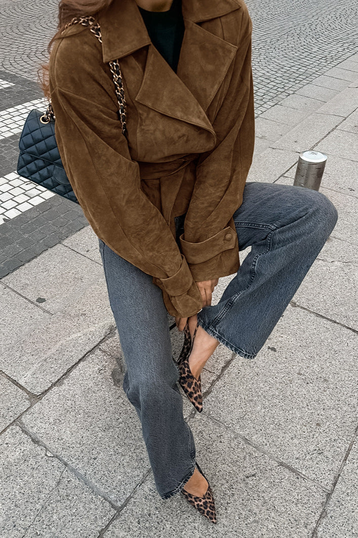 Belted Suede Trench Coat