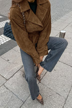 Belted Suede Trench Coat