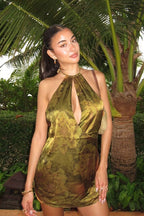 Halter Backless Floral Mini Dress